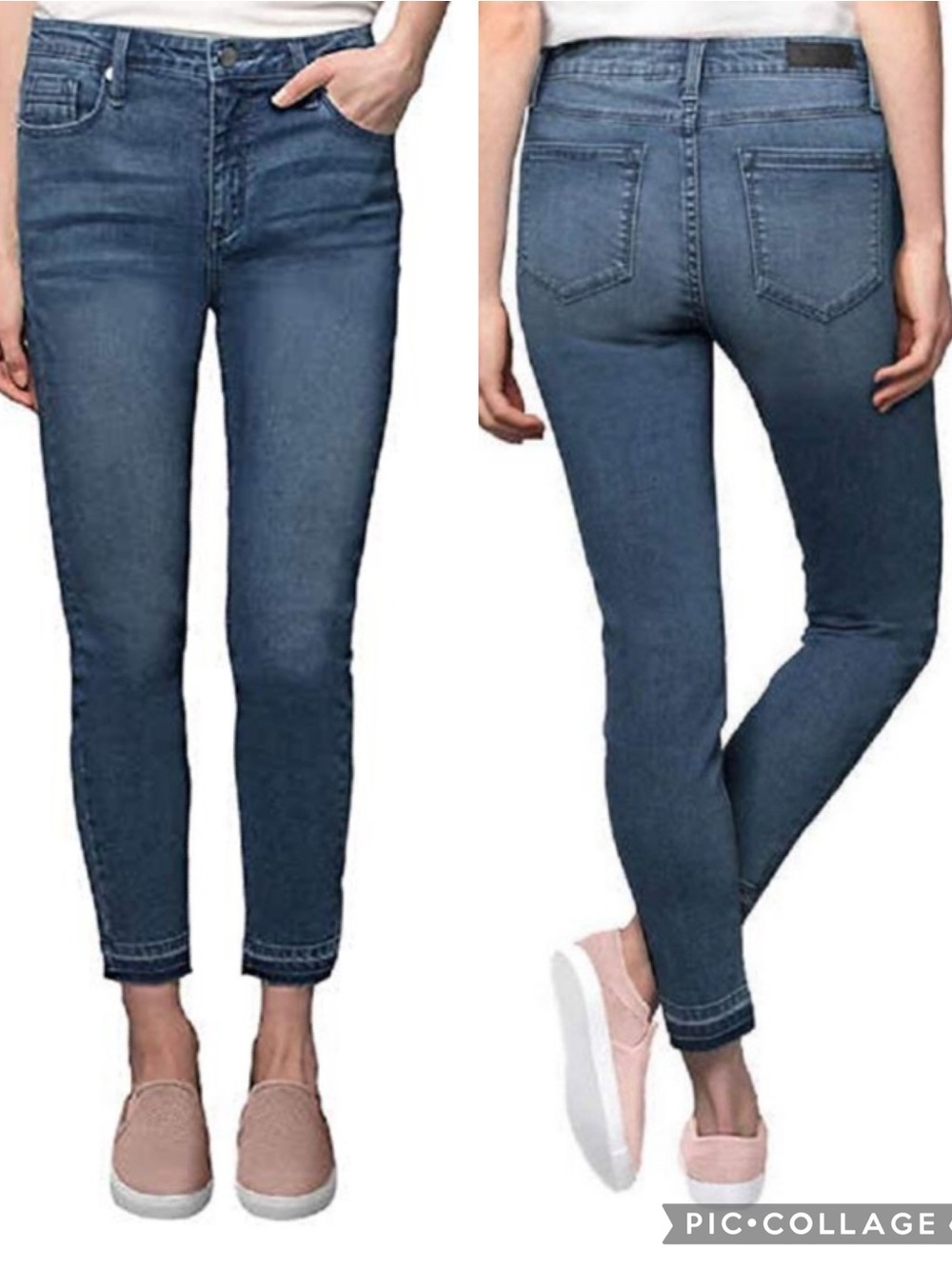 Kenneth Cole New York Mid-Rise Jess Skinny Jeans With Raw Hem